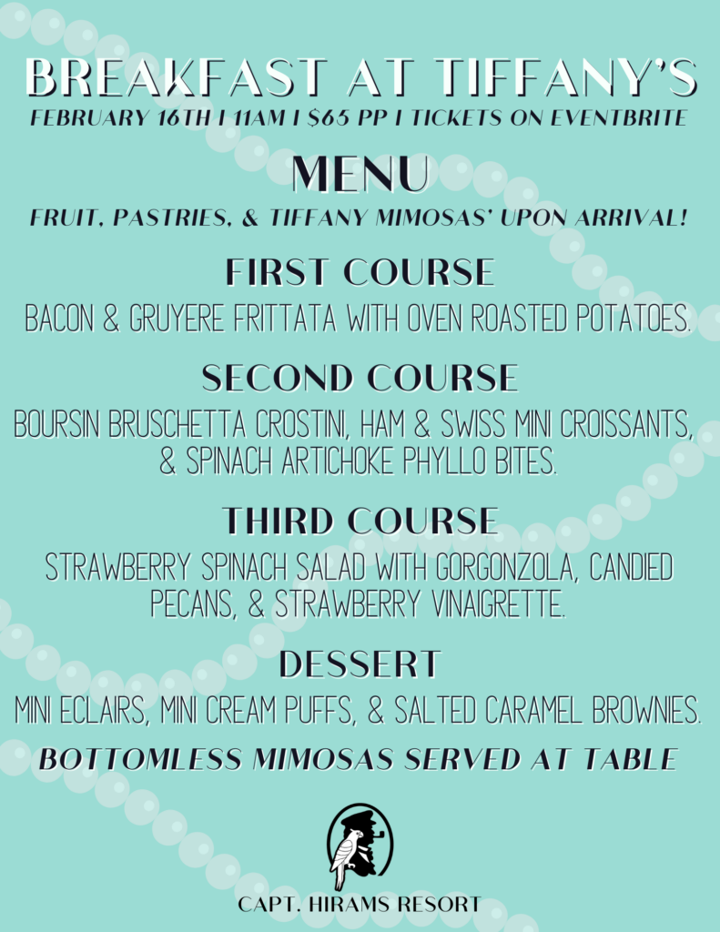 Breakfast at Tiffany's Menu