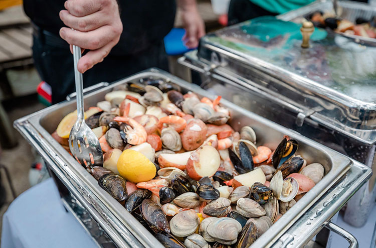 Capt Hirams To-Go Catering - Seafood in a catering tray