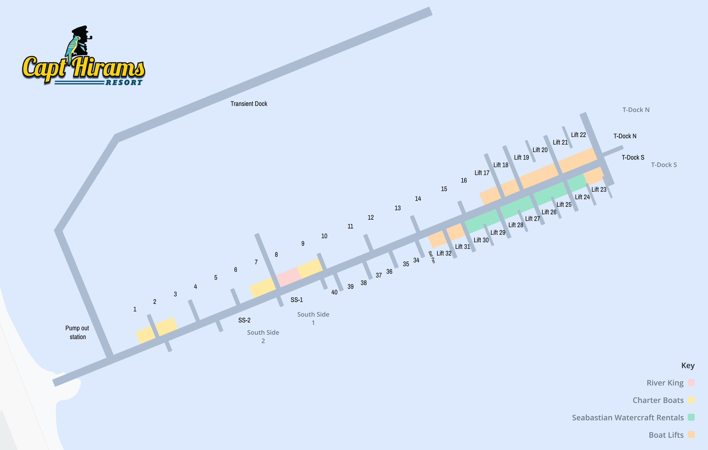 Capt Hirams Marina Map